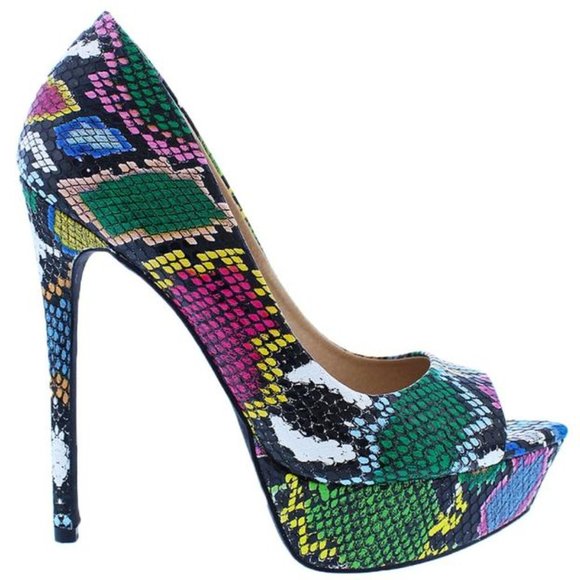 Liliana Shoes - LIKE NEW! LILIANA Platform Snake Python Print Pointed Open Toe Stiletto  10